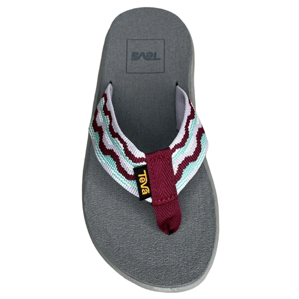 Teva Little Girls Voya Thong Flip Flop Sandals Sz 11 Aqua-Burgundy-Gray-Lavender